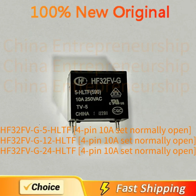 5PCS HF32FV-G-5-HLTF HF32FV-G-12-HLTF HF32FV-G-24-HLTF 4-pin 10A ปกติเปิดรีเลย์การจัดส่ง