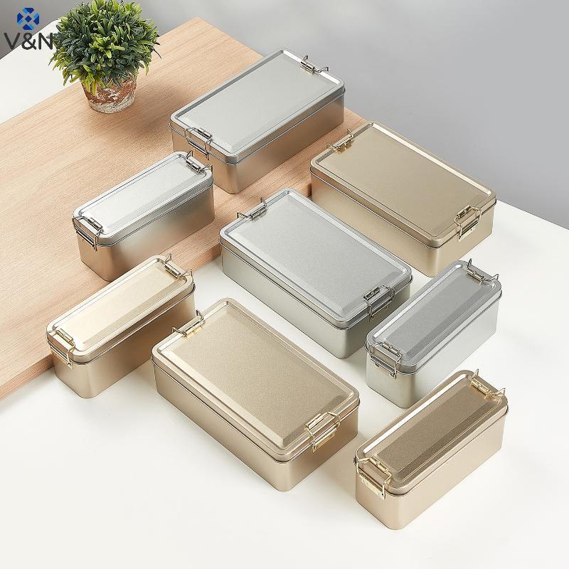 (V&N) 1/3/5 ชิ้นกันฝุ่น Home Kitchen Desktop Storage ดีบุกสี่เหลี่ยมดีบุกคุกกี้ดีบุกกล่องพร้อมฝาปิดส