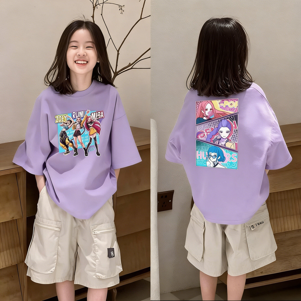COD(ส่งสินค้าใน 24 ชั่วโมง) เสื้อเด็ก เสื้อเด็กผู้หญิง เสื้อยืดผ้าฝ้าย นุ่มสุดๆ น่ารัก แขนสั้น สไตล์เกาหลี ‘โซอี้ รูมิ’ ราคา ถูกที่สุด ดีลบีเคเค แกลเลอรีภาพที่ 5
