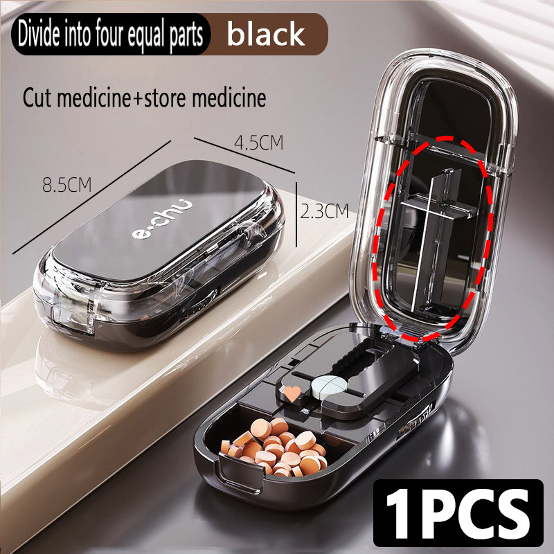 Pill Cutter With Storage Box Portable Medicine  Dustproof Storage Pill Cutter Box Tablet Drug Medici