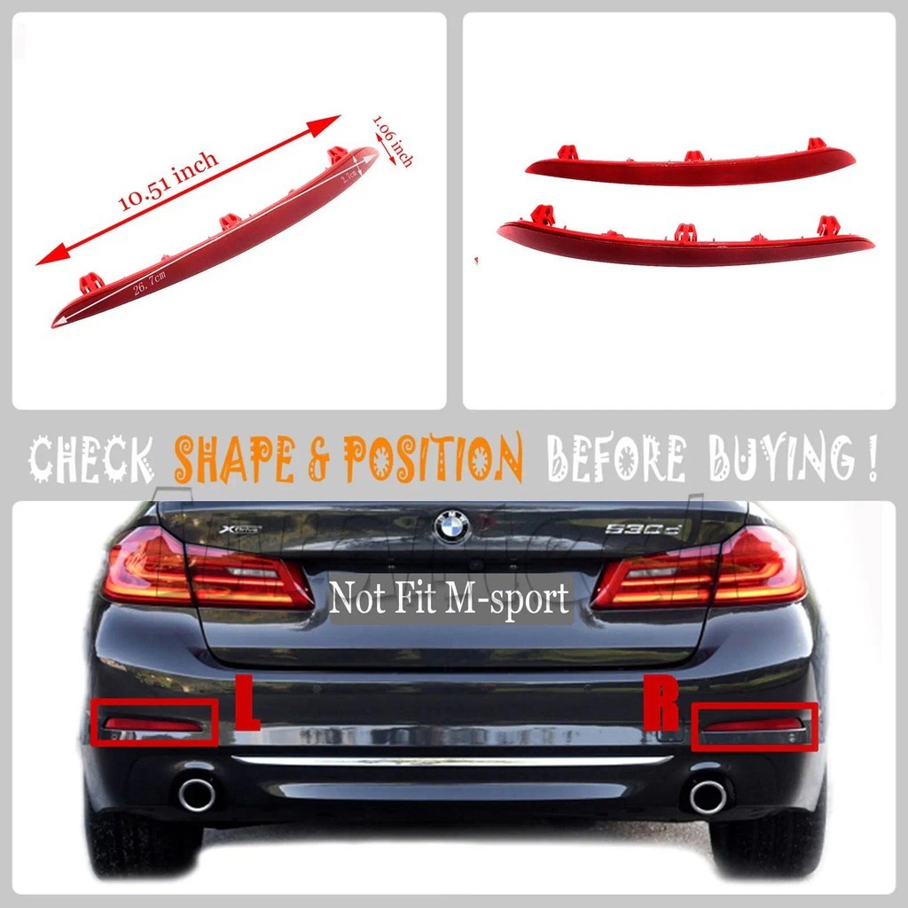 สําหรับ REAR Reflector 17-20 BMW5 G30 ซีดาน 518d 520d 520dX 525d 530dX 530e 530iX 540dX 540iX 540iX 