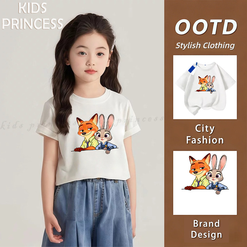 COD(จัดส่งตลอด 24 ชั่วโมง)ตัวละครการ์ตูนแอนิเมชั่น เสื้อที ผ่อนคลาด เสื้อเชิ้ต สำหรับเพศชายและหญิง 90-150CM 1-13ปี N4763