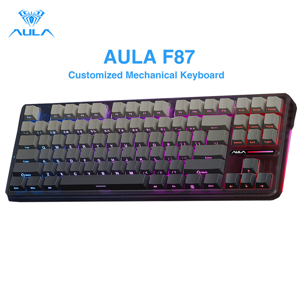 Aula F87 Pro คีย์บอร์ดแบบกลไกแบบมีสาย 87 คีย์ ไร้สาย Bluetooth 2.4G รองรับไดรเวอร์ RGB
