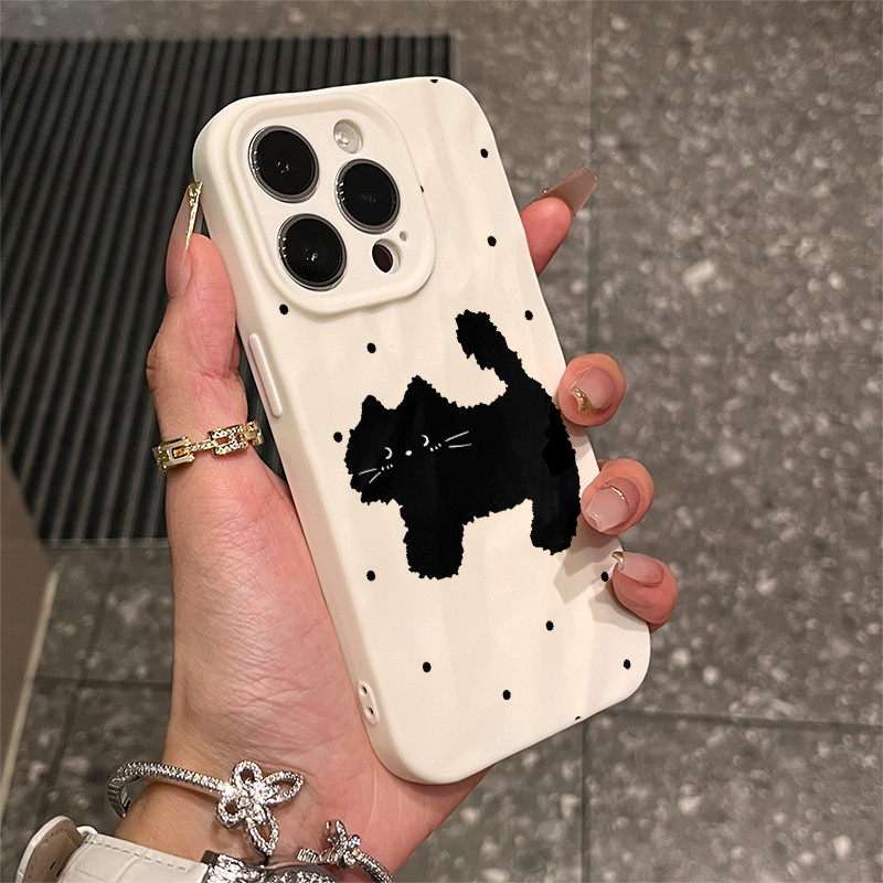 Wave Point Little Black Cat สําหรับ iPhone 1715promax เคสโทรศัพท์จีบ 11 13 12 soft xr ชุด 8P