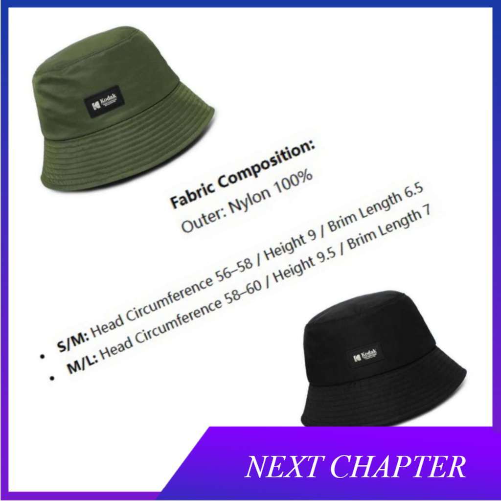 [KODAK] หมวกบัคเก็ต Essential Flash Twill หมวกผ้าฝ้ายโครงสร้าง