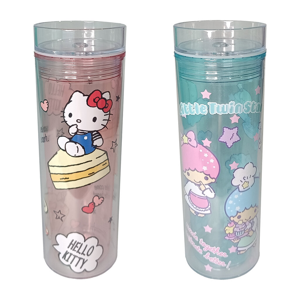 Bottle Glass PS Sanrio Double Wall กระบอกน้ำสองชั้น ขวดน้ำลายการ์ตูนซานริโอ ที่ใส่น้ำพลาสติกใส ขนาด 14 ออนซ์