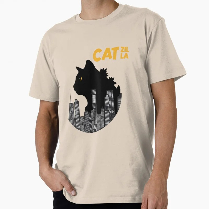 Japanese Giant Catzilla King Giant Lover Cat เสื้อยืดน่ารักสําหรับผู้ชาย เสื้อผ้าคิตตี้ y2k น่ารัก ท