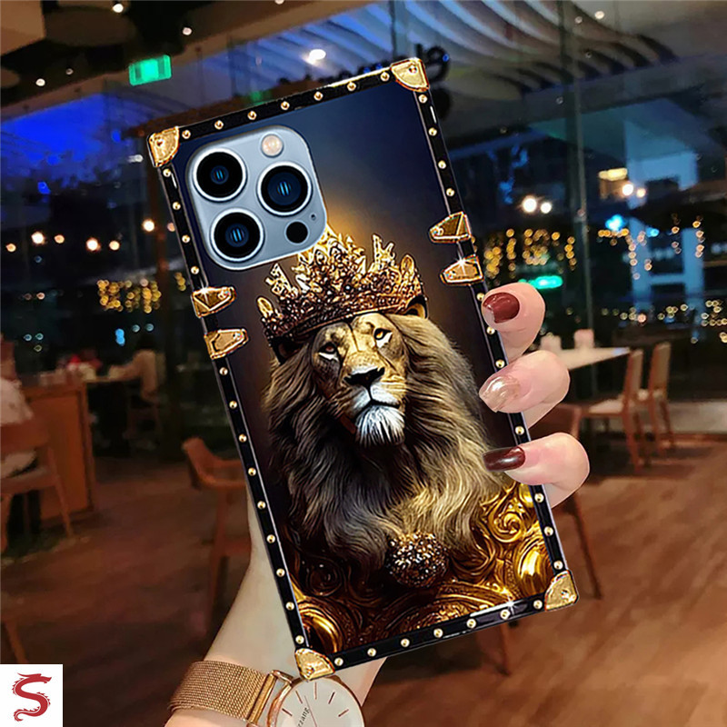 ปลอก Samsung S26 Ultra S25 Ultra S24Ultra S23Ultra S24+ S23+ S22 S21 FE Note20 แฟชั่น Lion King Square เคสโทรศัพท์กันกระแทก