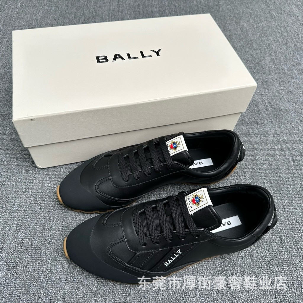 BALLY รองเท้าผ้าใบส้นเตี้ยหนังผู้ชายสไตล์ใหม่