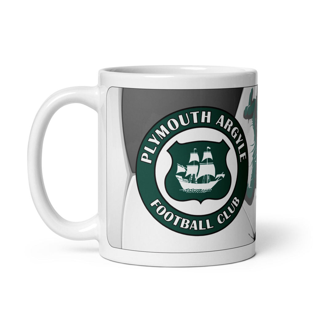 คูลเลอร์คิง Plymouth - Argyle F.c. V2  แก้วกาแฟ 11 ออนซ์ สีขาว – เหมาะสำหรับชา กาแฟ และของขวัญ ของที