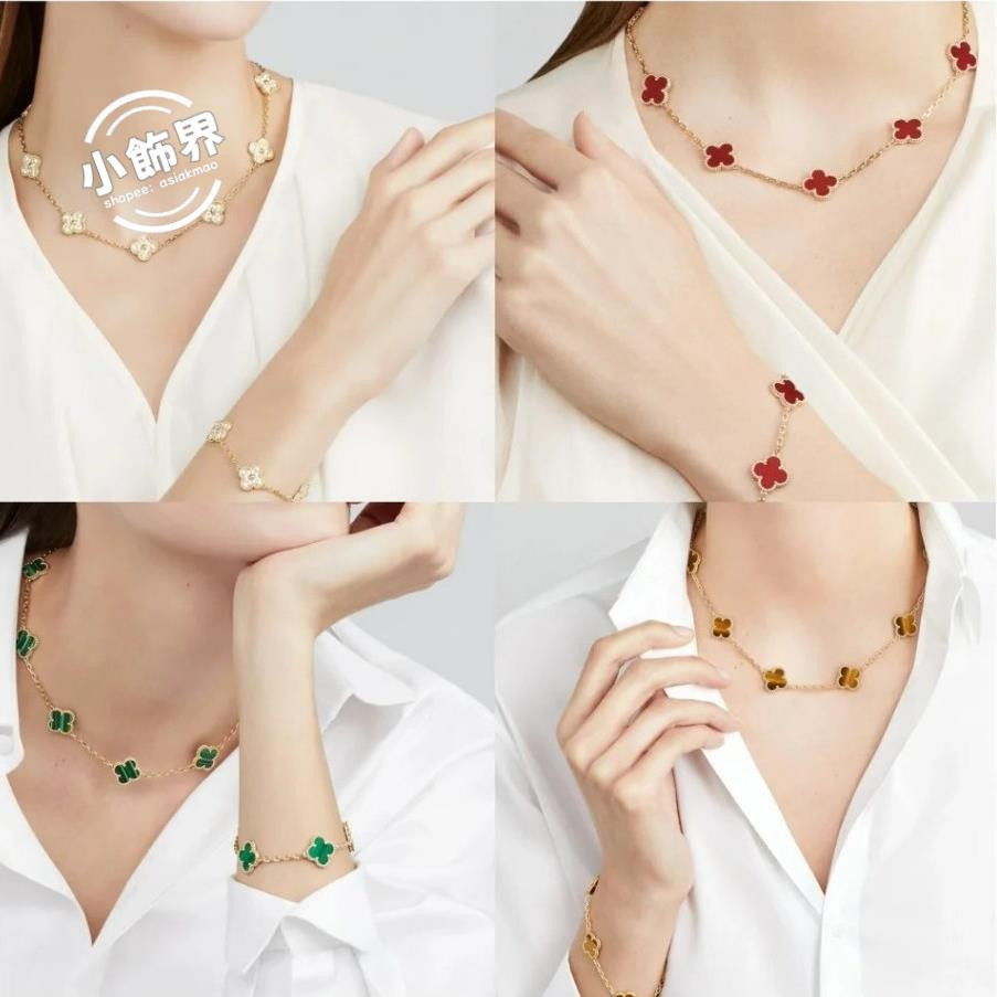 V Gold วัสดุสิบดอกไม้สร้อยคอ Vans Four-Leaf Clover Boutique Five-Layer Electroplating Non-Fading สาม