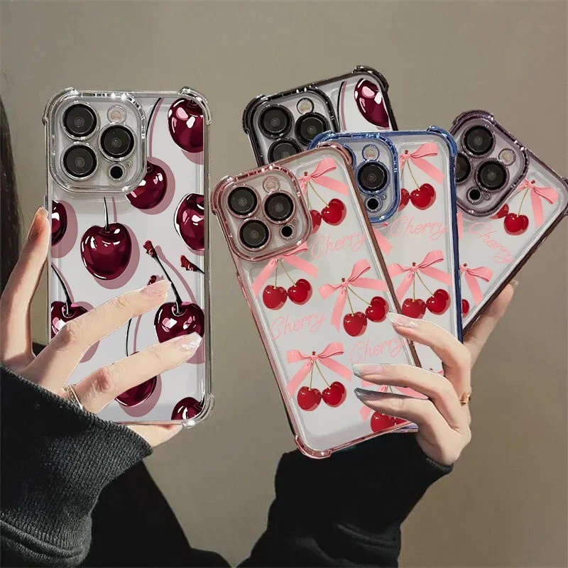 Red Cherry Bow Clearเคสโทรศัพท์สําหรับXiaomi 17T Pro POCO F8 Ultra C81X C85X C81 X8 M8S M8 Pro Max 4