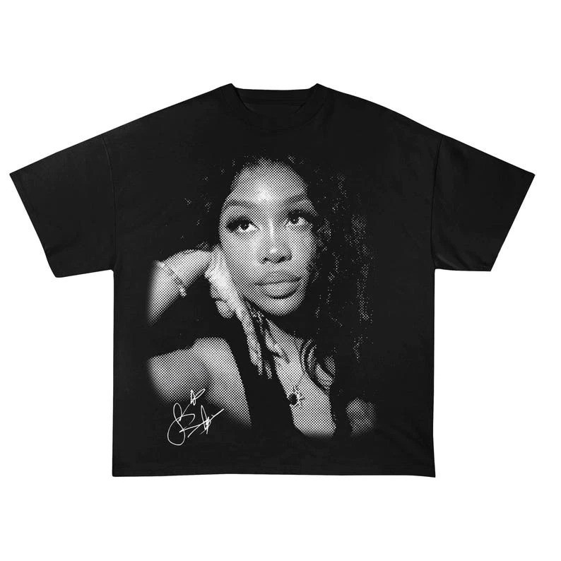SZA Travel Hip Hop Rap T-shirt American Hip Hop  New Men and Women Retro Fashion Short-sleeved Top