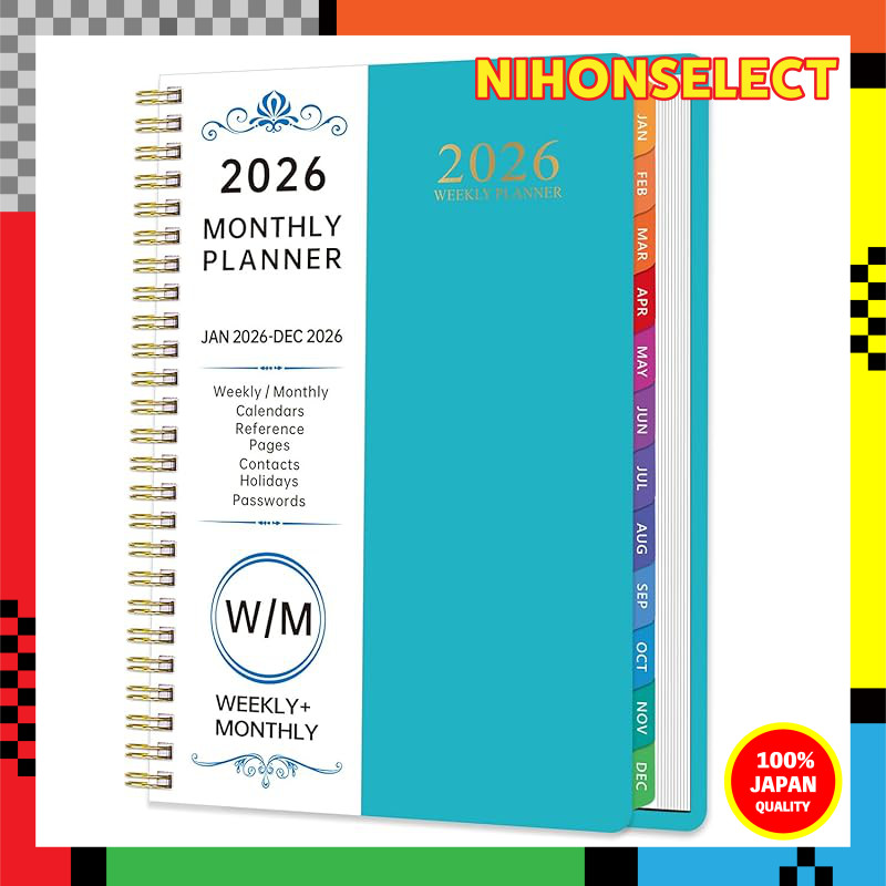 2026 Weekly and Monthly Planner with Tabs - January to December Calendar - Agenda Book for Students,