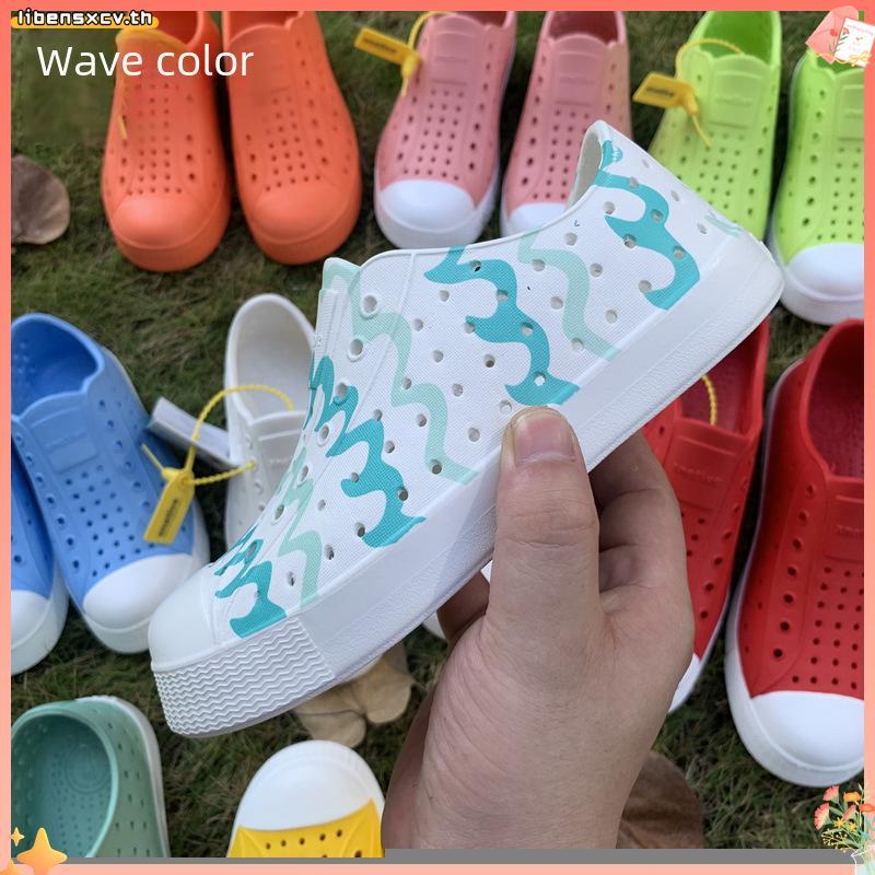 รองเท้าพลาสติก NATIVE WNC รูปการ์ตูนแฟชั่น, รองเท้าไม่มีส้นแบบมีรู, รองเท้ากันฝน NATIVE กันลื่นสวมใส