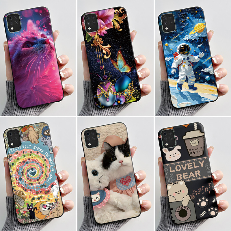 สําหรับ LG K42 K52 2020 K420 K520 ความงามแฟชั่นน่ารักแมวนักบินอวกาศเคสโทรศัพท์ LG K42 K52 K62 Q52 สี