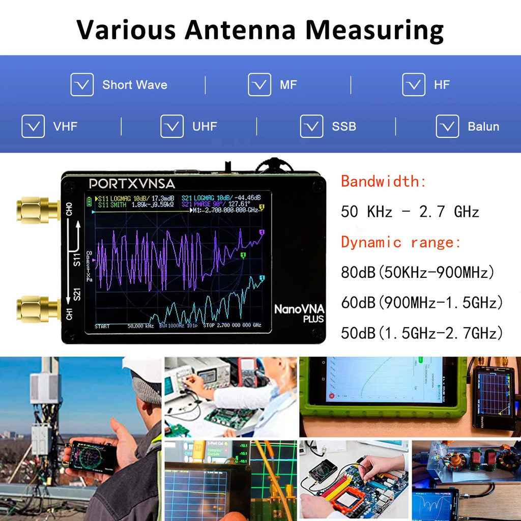 อัพเกรด NanoVNA-H Plus 50KHz-2.7GHz Vector Network Antenna Analyzer VNA Meter