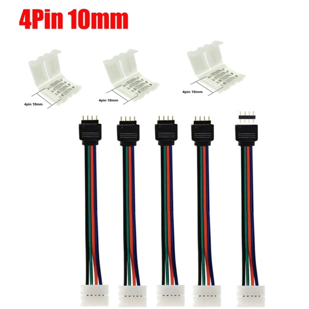 5/10pcs LED Strip Connector Solderless Led Extension Wire 4PIN I รูปร่างมุมเชื่อมต่อสําหรับ 10 มม.3528 5050 RGB ไฟ LED Strip
