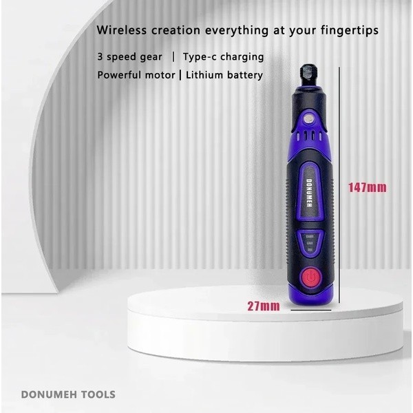 เครื่องเจียรไฟฟ้า ปรับสปีดได้ 3 ระดับ 900mAh 17000RPM Mini + สายอ่อน พร้อมอุปกรณ์เสริม ขัด เจาะ แกะสลัก - รูปที่ 4
