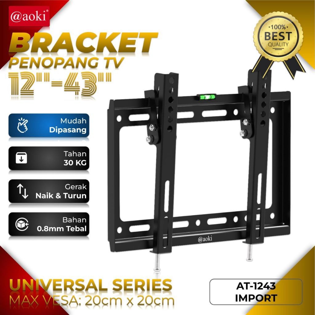 UNIVERSAL TV BRACKET AK1243 AK 1243 SIZE 12 - 42 INCH 12IN 12 INCH 42IN 42 INCH ORIGINAL TV SUPPORT 