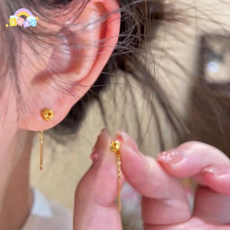 ต่างหู Ruyi สีทองเรียบง่าย อเนกประสงค์และประณีต สำหรับทุกโอกาส