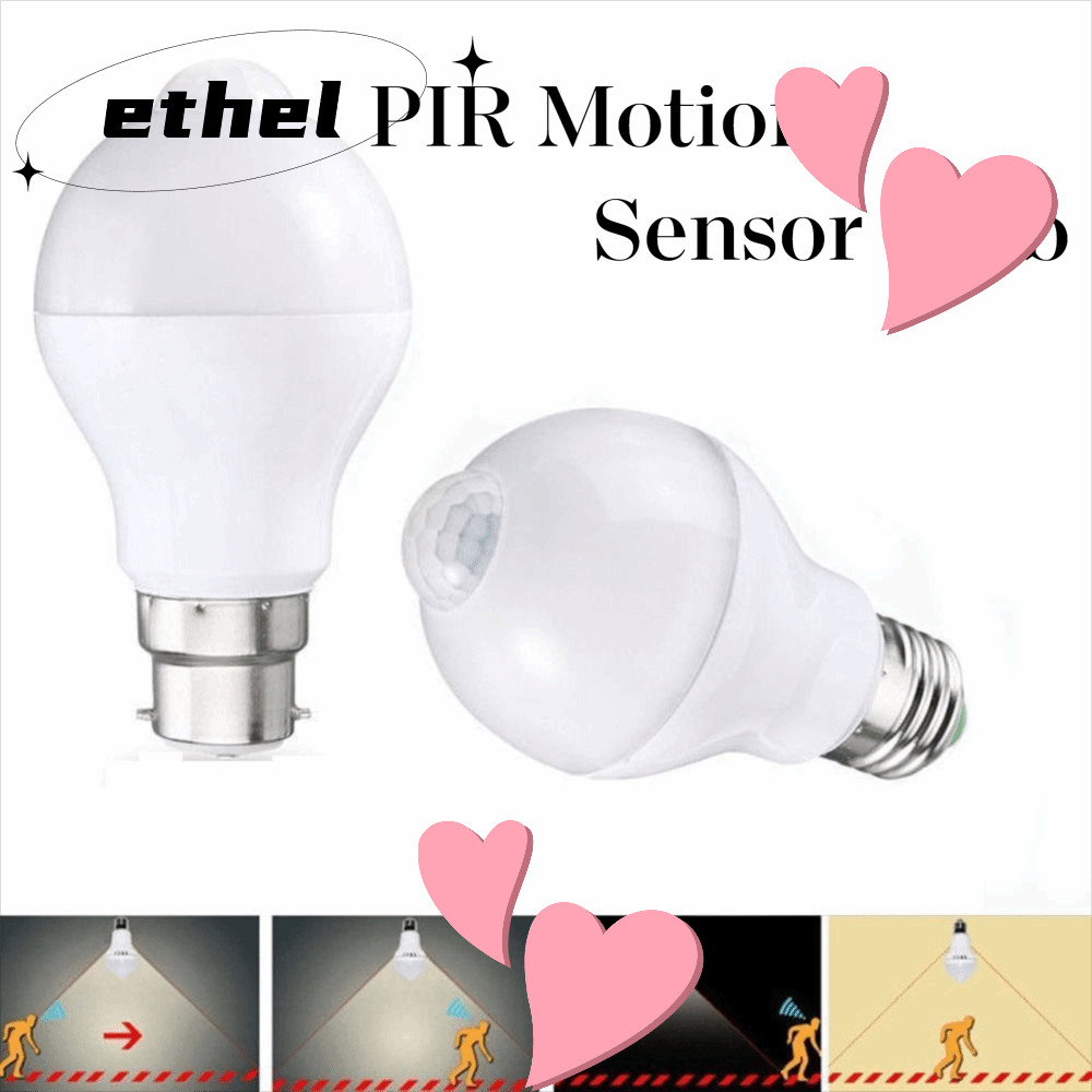 ETHEL PIR หลอดไฟ Motion Sensor เปิด/ E27 12W หลอดไฟ LED, ทนทานรังสีอินฟราเรดประหยัดพลังงาน Motion Se