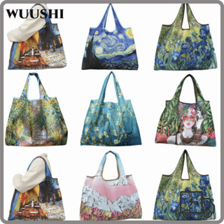 วูชิ สี่เหลี่ยมกระเป๋าช้อปปิ้งความจุขนาดใหญ่ภาพสีน้ํามันพิมพ…