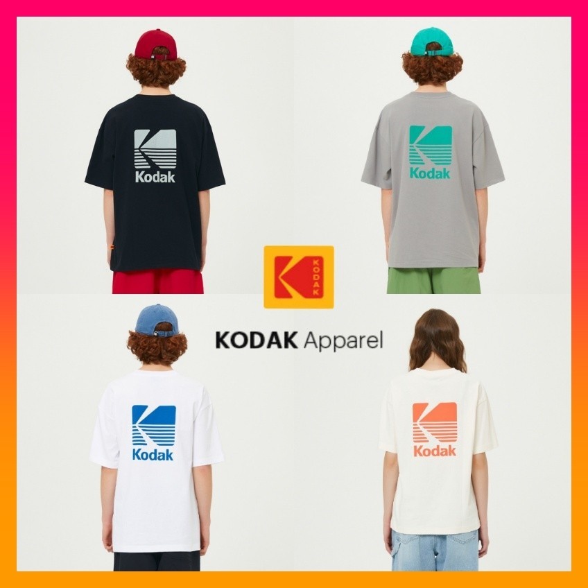 เสื้อยืดโลโก้ใหญ่ KODAK เนื้อผ้าฝ้าย แบบ_unisex_คอวีทรง свобoden