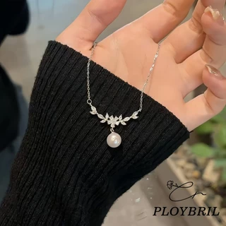 PLOYBRIL สร้อยคอ ประดับมุก พลอยเทียม ดอกไม้ สไตล์เกาหลี สําหรับผู้หญิง X015