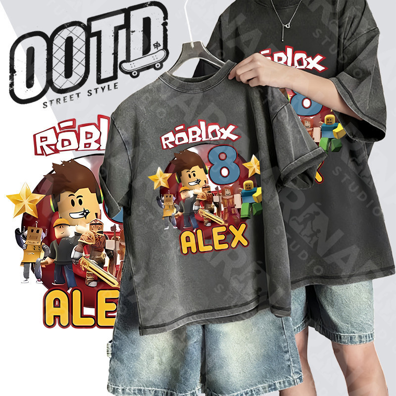🔥พร้อมส่ง&COD🔥RINA STUDIO🔥 เสื้อยืดคอกลมแขนสั้น ผ้าฝ้ายล้างน้ำ สีรุ่น ROBLOX A131#4