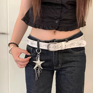 COD-เข็มขัดผู้หญิงสไตล์พังก์สุดเก๋ ประดับหมุด หัวเข็มขัดโลหะ สไตล์วินเทจอเมริกัน Y2K สุดเท่ เรโทร