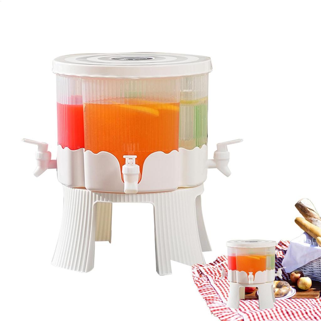 Drink Dispenser with Spigot 4-Grid Rotatable Drinks Dispenser for Beverage Refrigerator Water Pot Le
