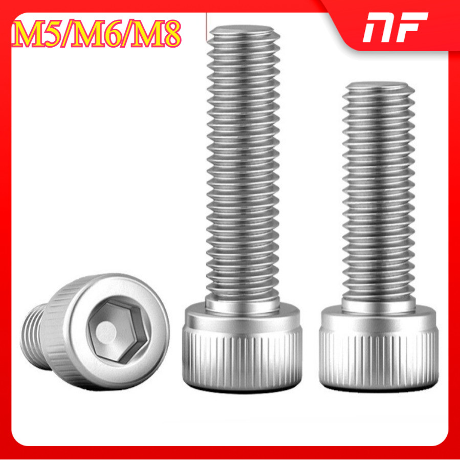 304 สกรูหกเหลี่ยมสแตนเลส DIN912 สกรูหัวทรงกระบอกขยายถ้วยหัว bolt M5/M6/M8 * L5-200mm (XF-F01)