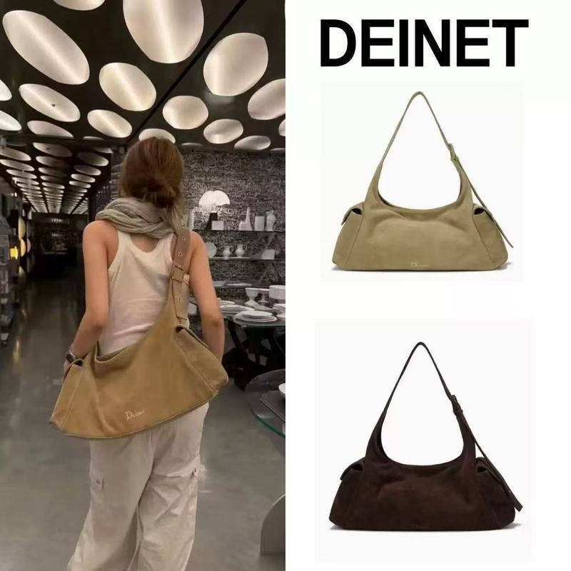 กระเป๋าหนังนิ่ม Deinet สไตล์เกาหลีสำหรับฤดูใบไม้ร่วงและหนาว แบบ One-Shoulder Diagonal Tote ขนาดใหญ่ม