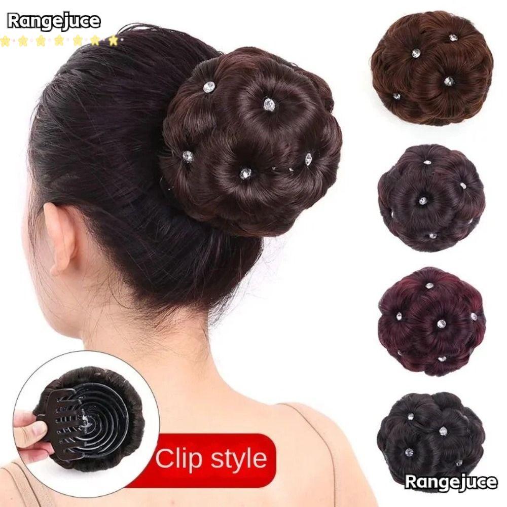 RANGEJUCE Chignon หยิก ยืดหยุ่น แฟชั่น Donut Hairpiece วิกผม synthesis hairpiece