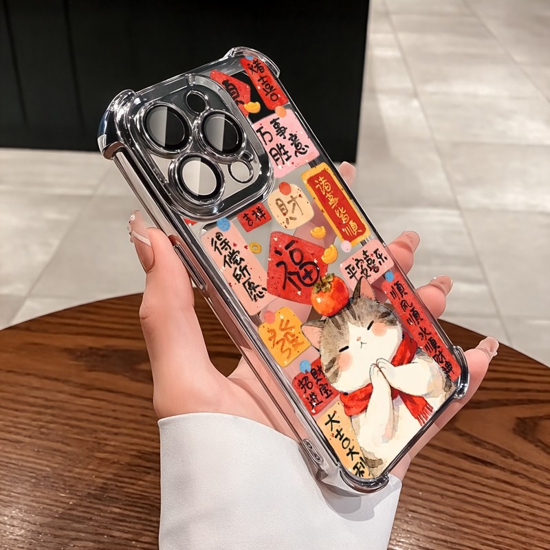 ชัดเจน เคส สำหรับ Samsung A56 A36 A26 A16 A15 A25 A35 A55 A24 A14 A34 A54 A23 A33 A53 A73 A32 A12 A52 A07 หรูหราพรีเมี่ยมน่ารักมั่งคั่งแมวชุบโปร่งใสกันกระแทกกรณีโทรศัพท์อ่อน – โปรปัง