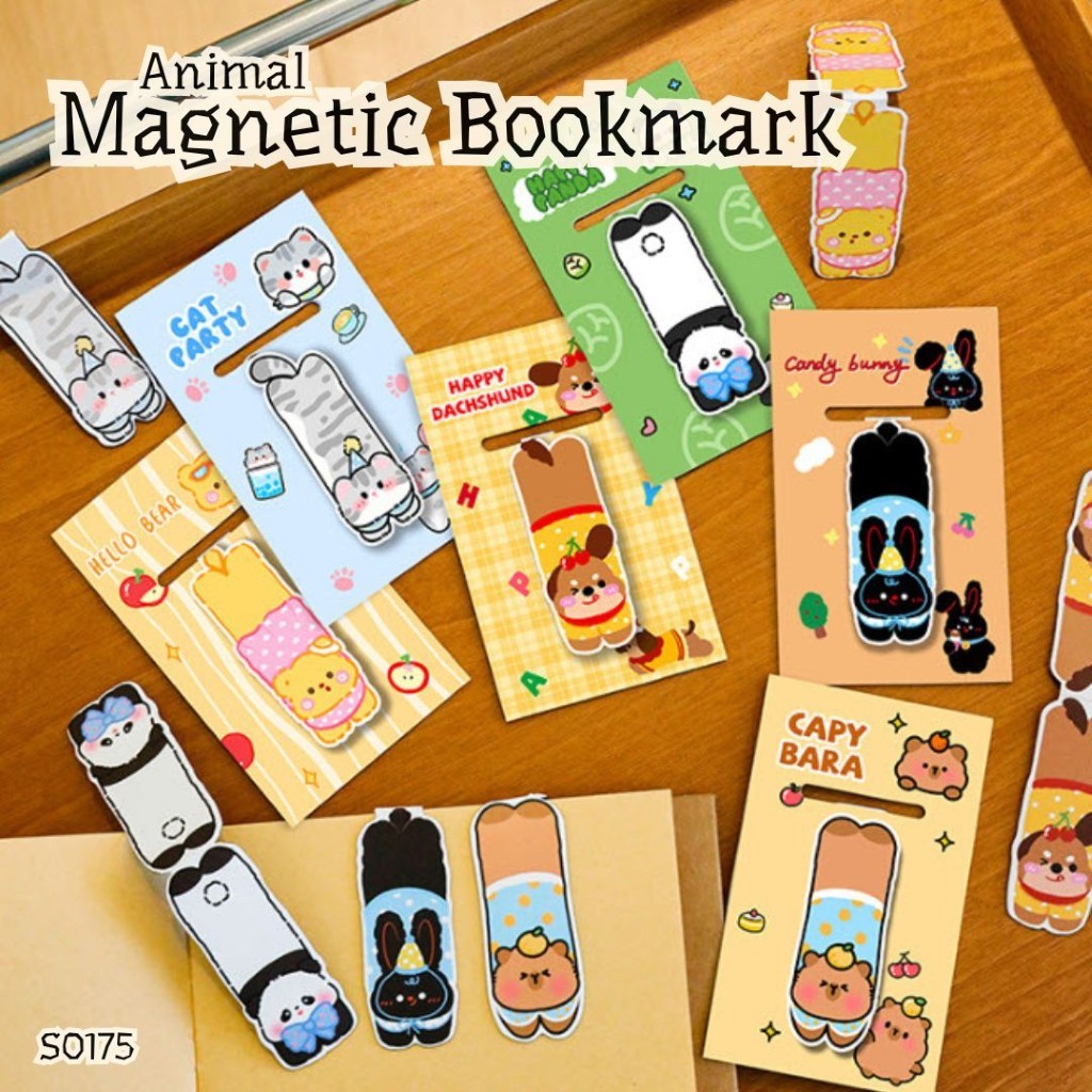 S0176 ที่คั่นหนังสือ แม่เหล็ก ลายสัตว์ น่ารักๆ คาปิบาร่า แมว หมา กระต่าย Bookmark ของขวัญ ปัจฉิม