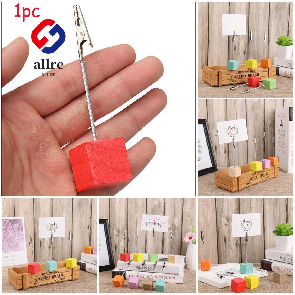 ALLRE 1PC Clamps Stand Fashion Square Shape Paper Clamp Message Folder Desktop Decorative Photos Cli