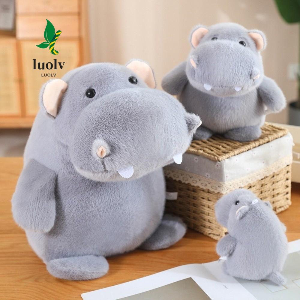 LUOLV Hippo Plush Toy, Huggable Soft ตุ๊กตาสัตว์, น่ารัก Fluffy 12/22/35 ซม.สีเทา Plushie Hippo Baby