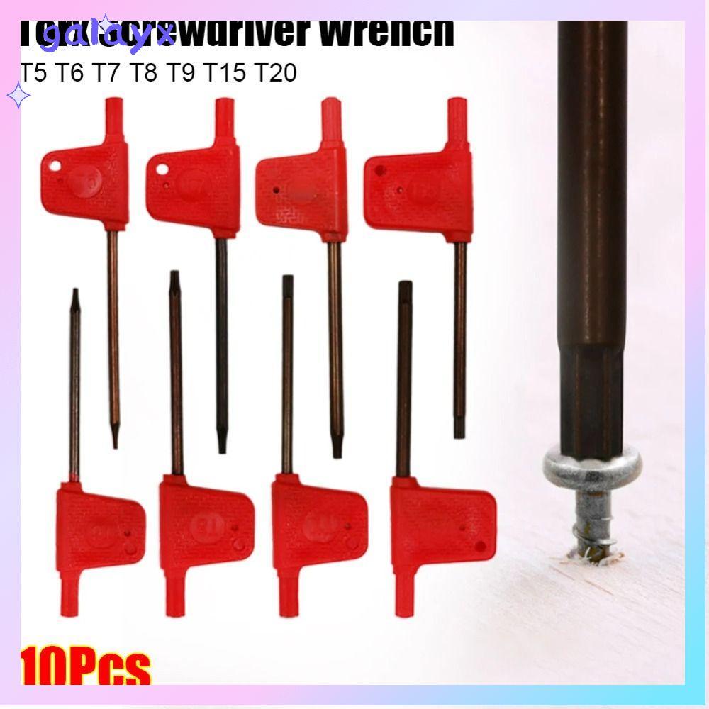 GALAYX 10 ชิ้น Torx สกรู Spanner, Red Flag ประเภท T5 T6 T7 T8 T9 T15 T20 Torx ไขควงประแจ, มาตรฐานพลั