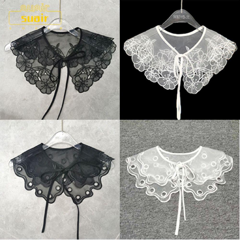 SUAIR เสื้อผ้าลูกไม้พร้อมผ้าพันคอดетาเล็กซึ่งสามารถถอดได้ เพื่อความสวยงามและใช้งานยืดหยุ่น