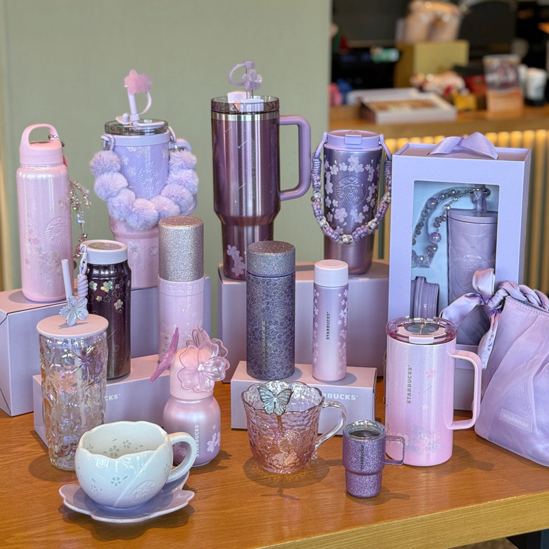 Starbucks China 2026 Spring Cherry Blossom Mug Glass Cup Straw Cup Titanium Cup Tumbler Gift – โปรปัง
