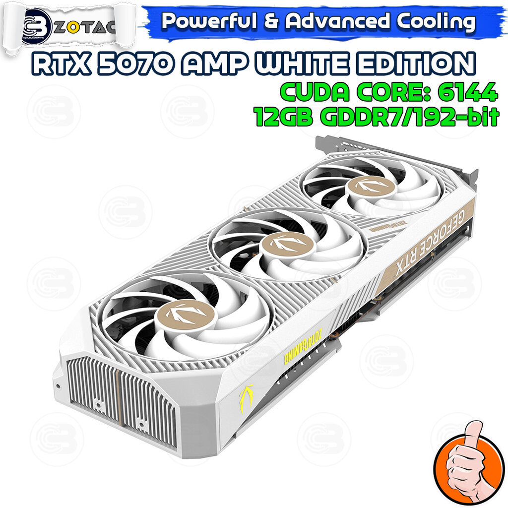 [CoolBlasterThai] ZOTAC GAMING GeForce RTX 5070 AMP White Edition 12GB GDDR7 (3Y)