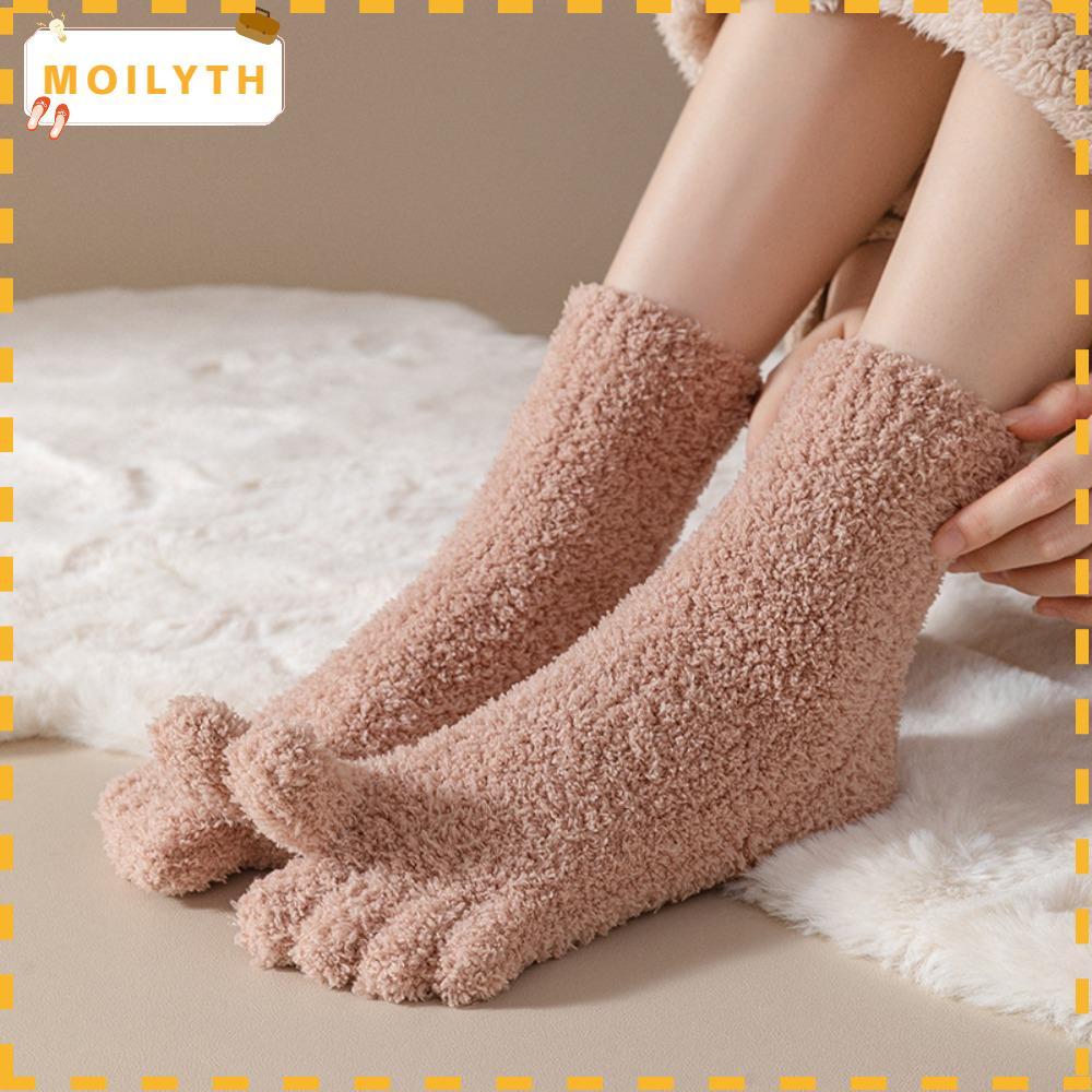 MOILYTH Warm Fuzzy Five Toe Sock, นุ่มและเป็นมิตรกับผิวหนานุ่ม Cozy หนาถุงเท้าความร้อน,ปฏิบัติ Warm 