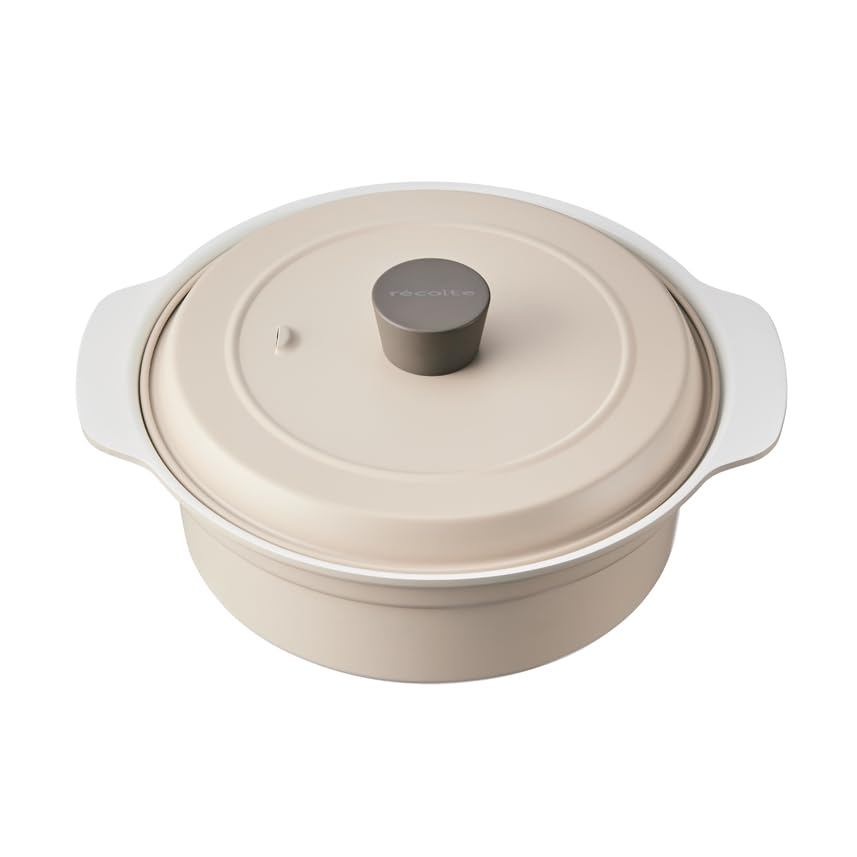 Recolte IH Heater Cooking Griddle with Lid (Cream White)