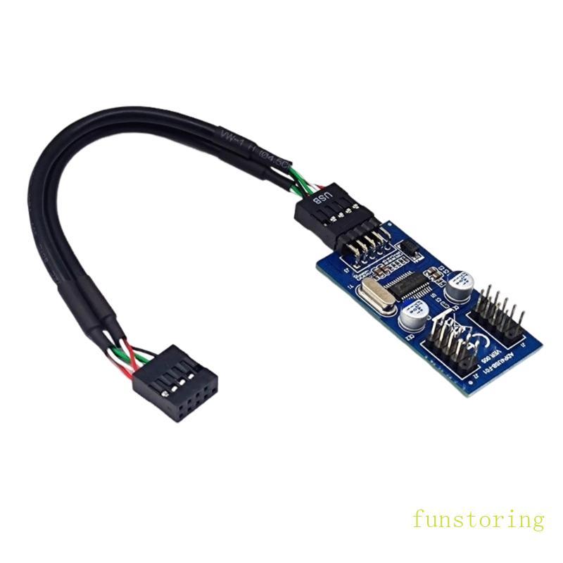 FUN USB 9 Pin Header Double USB 2 0 9Pin Adapter Splitter เสริมการเชื่อมต่อ PC