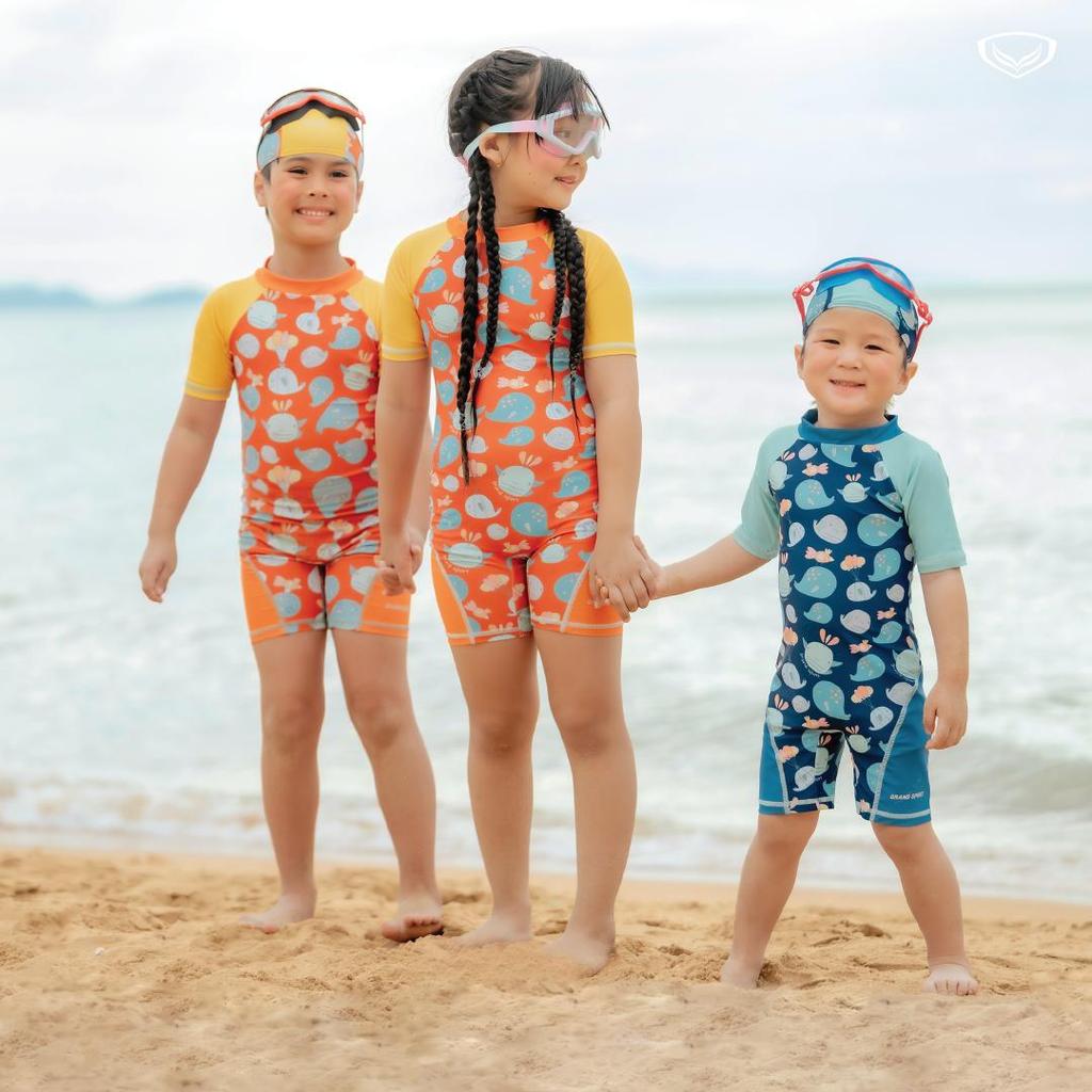 GRAND SPORT ชุดว่ายน้ำเด็กบอดี้สูทแขนสั้นลายการ์ตูน JUNIOR’S ONE-PIECE SWIMSUIT รหัส : 342764