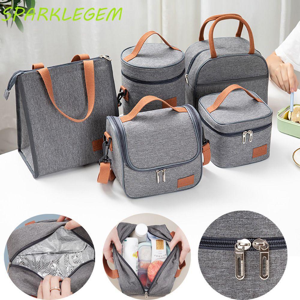 SPARKLEGEM คูลเลอร์ความร้อน กล่องอาหารกลางวันกันน้ํา Oxford Family กระเป๋าถือแคมป์ปิ้งกลางแจ้ง