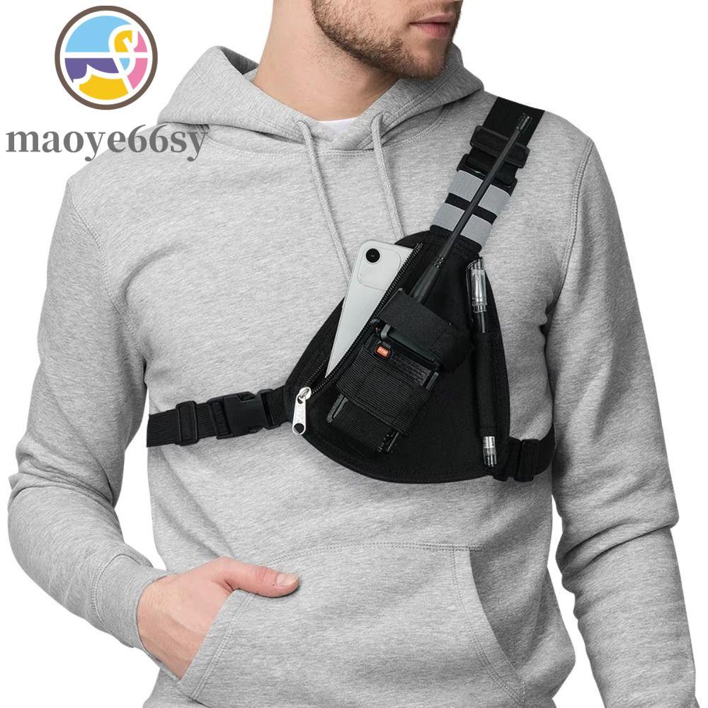 MAOYE66SY วิทยุสายรัดหน้าอก Pack,Crossbodyกระเป๋าปรับWalkie Talkieกระเป๋า,กีฬากลางแจ้งOxfordผ้าเสื้อ