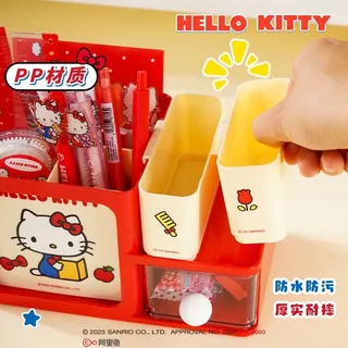 HelloKitty ที่ใส่ปากกา Hello Kitty นักเรียนน่ารัก ลิ้นชักมัลติฟังก์ชั่น กล่องเก็บของสํานักงานตั้งโต๊ะ
